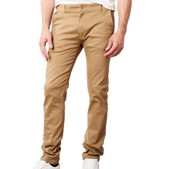 Galaxy by Harvic Men's Timber Slim Fit Stretch Chino Pant's - Khaki  32 x 32 $69 - Picture 1 of 9